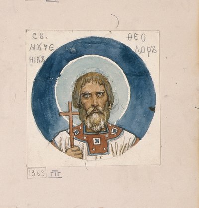 Heiliger Theodor der Waräger Studie für Fresken in der St. Wladimir-Kathedrale von Kiew, 1884-1889 von Viktor Mikhaylovich Vasnetsov