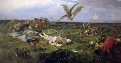 Das Feld der Schlacht von Prinz Igor mit den Kiptschaken, 1880 von Viktor Mikhaylovich Vasnetsov