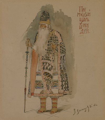 Zar Berendey. Kostümentwurf für die Oper Schneeflöckchen von N. Rimski-Korsakow, 1885 von Viktor Mikhaylovich Vasnetsov