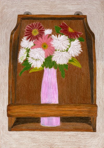 Blumen auf Holzregal von Viktoriia Saunina