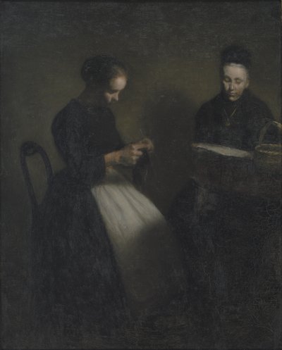 Abend im Wohnzimmer. Die Mutter und die Frau des Künstlers von Vilhelm Hammershøi
