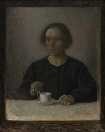 Ida Hammershøi, die Frau des Künstlers, mit einer Teetasse von Vilhelm Hammershøi