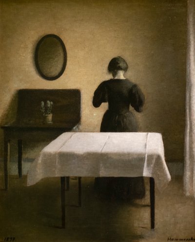 Innenraum mit einer schwarzen Frau von Vilhelm Hammershoi