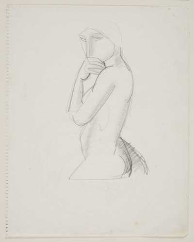 Weibliches Modell, 3/4 Figur, mit der Hand vor dem Mund von Vilhelm Lundstrøm