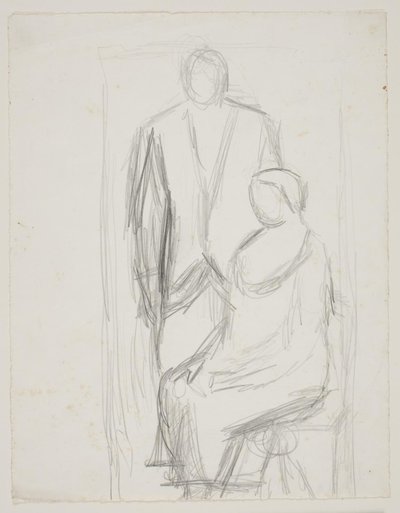 Lundström stehend hinter der sitzenden Frau Lundström. Studie zum sogenannten Hochzeitsbild von Vilhelm Lundstrøm