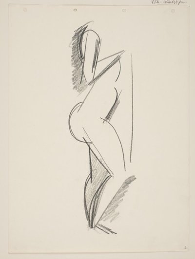 Stehende nackte Frau, Profil nach rechts, Draperie in der Hand von Vilhelm Lundstrøm