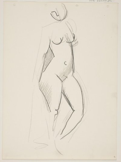 Stehende nackte Frau, nach rechts gewandt, Draperie in der Hand von Vilhelm Lundstrøm