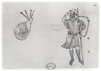 Fol.2 Schnecke und ungarischer Soldat (Faksimilekopie) von Villard de Honnecourt