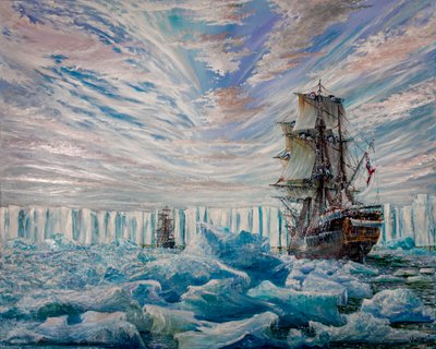 Erebus und Terror entdecken das antarktische Eisschelf von Vincent Alexander Booth