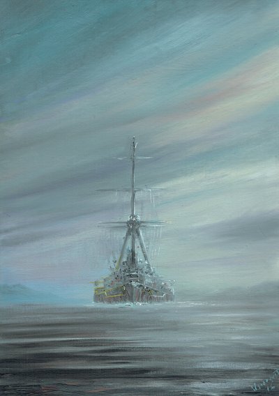 SMS Derfflinger Scapa Flow 1919, 2016 von Vincent Alexander Booth