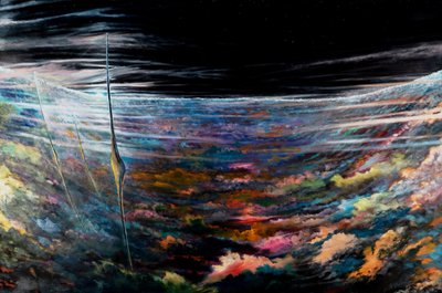Sturmerschaffer Nordpolarer Wirbel im Hexagonalen Hurrikan SATURN, 2021 von Vincent Alexander Booth