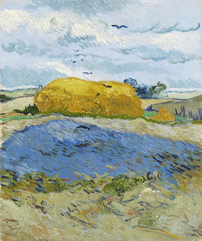 Weizenhaufen unter einem bewölkten Himmel, Auvers-sur-Oise, 1889 von Vincent van Gogh
