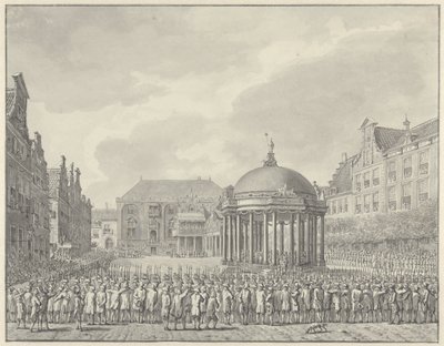 Vereidigung des Regierungsreglements auf dem Grote Markt in Haarlem, 5. September 1787 von Vincent Jansz. van der Vinne (signed by artist)