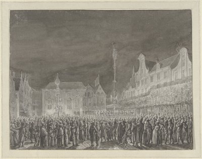 Feier der Verkündung der Allianz mit Frankreich auf dem Grote Markt in Haarlem, 1795 von Vincent Jansz. van der Vinne