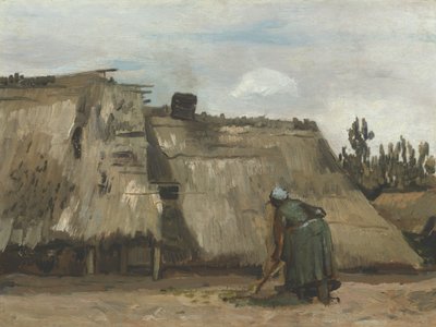 Eine Bäuerin gräbt vor ihrem Häuschen von Vincent van Gogh