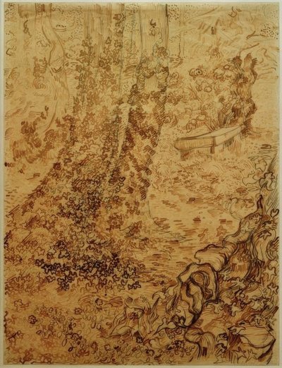 Bäume mit Efeu im Garten der Heilanstalt von Vincent van Gogh