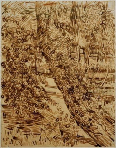 Baum mit Efeu im Garten der Heilanstalt von Vincent van Gogh