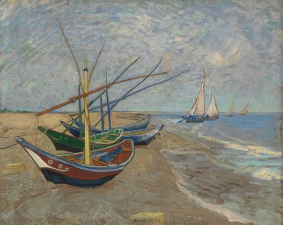 Fischerboote am Strand von Les Saintes-Maries-de-la-Mer. Arles, Juni 1888 von Vincent van Gogh