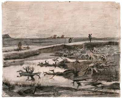 Landschaft mit Moorstämmen (Feldarbeiten) von Vincent van Gogh