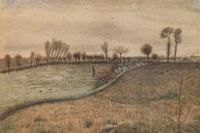 Landschaft mit Kopfweiden (Rückseite: Figur in einer Landschaft) von Vincent van Gogh