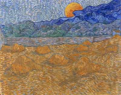 Landschaft mit Getreidegarben und aufgehendem Mond von Vincent van Gogh