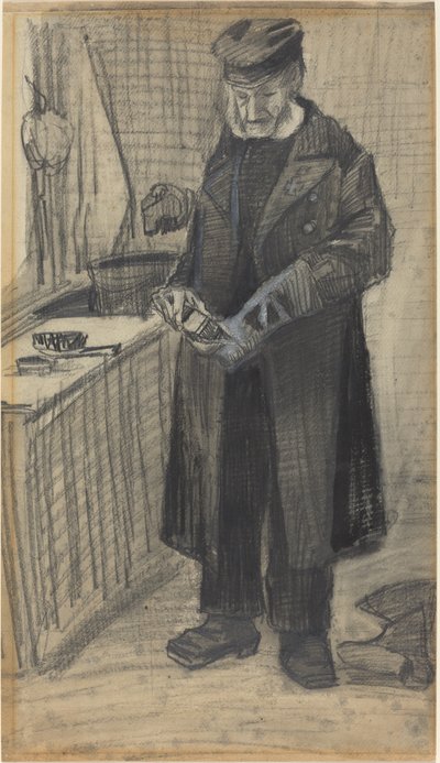 Mann, der einen Stiefel poliert, 1882 von Vincent van Gogh