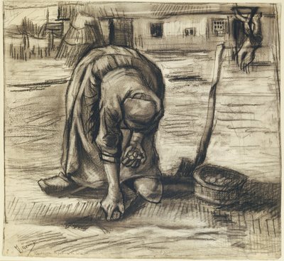 Bäuerin pflanzt Kartoffeln, ca. 1885 von Vincent van Gogh