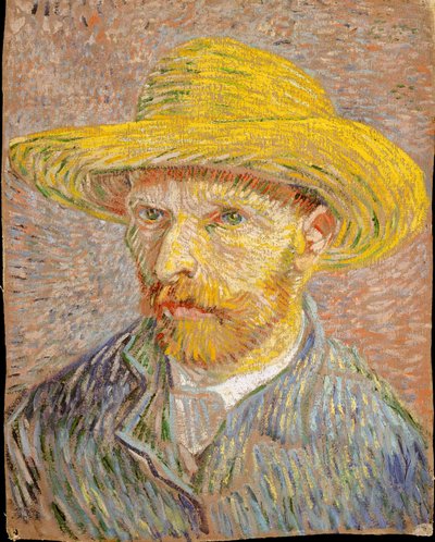 Selbstporträt mit Strohhut (Vorderseite: Die Kartoffelschälerin) von Vincent van Gogh