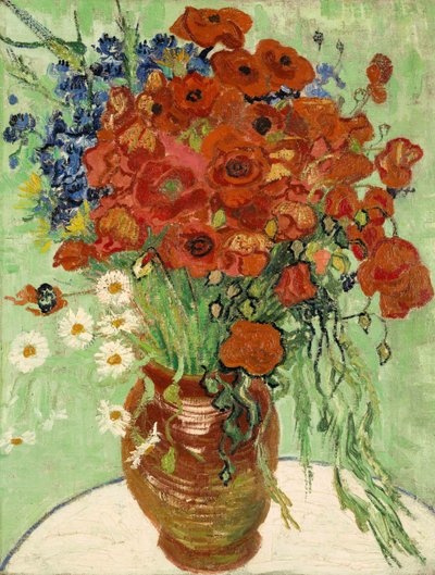 Stillleben, Vase mit Gänseblümchen und Mohnblumen von Vincent van Gogh