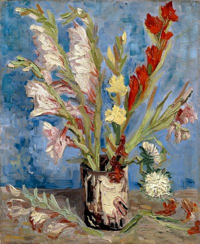 Vase mit Gladiolen und China-Astern, 1886 von Vincent van Gogh