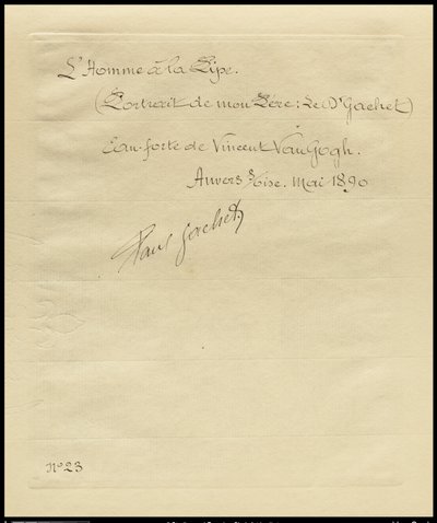 Rückseite von Mann, der eine Pfeife raucht: Porträt von Dr. Gachet, 1890 von Vincent van Gogh