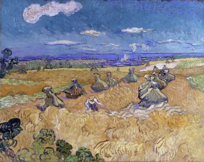 Weizenfeld mit Garben und Schnitter von Vincent van Gogh