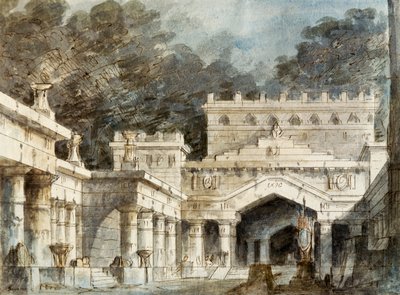Bühnenbild für fünfte Szene von Norma, Oper von Vincenzo Bellini, aufgeführt im La Fenice Theater in Venedig von Vincenzo Bellini