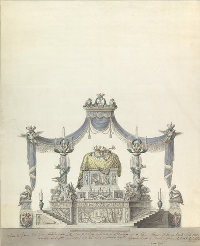 Katafalk der Kaiserin Katharina der Großen von Russland (Seitenansicht) von Vincenzo Brenna