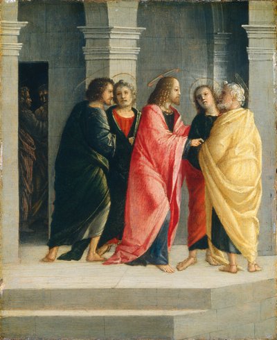 Christus weist Petrus und Johannes an, das Passahfest vorzubereiten von Vincenzo Civerchio