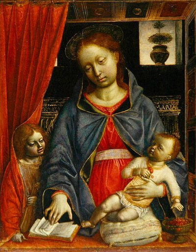 Madonna mit Kind und einem Engel, ca. 1479 von Vincenzo Foppa