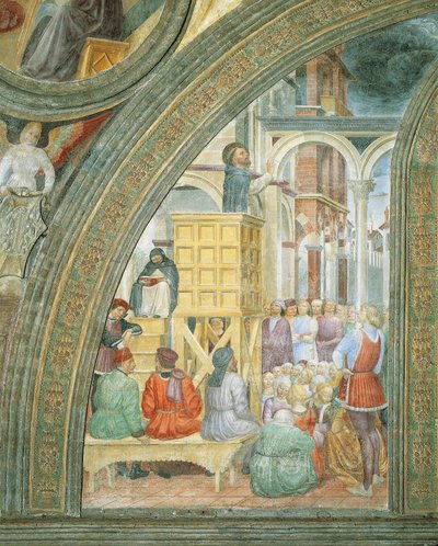 Das Wunder der Wolke, Detail aus Geschichten des Heiligen Petrus Märtyrer, von Vincenzo Foppa von Vincenzo Foppa