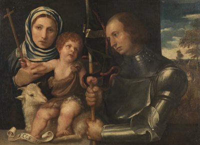 Der heilige Johannes als Kind mit einer weiblichen Heiligen und einem Kriegerheiligen, 1510-20 von Vincenzo di Biagio Catena