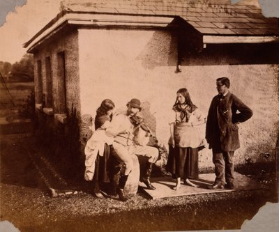 Kinder hören einem Mann zu, der Geige spielt, um 1859-61 von Viscountess Hawarden