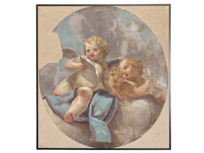 Fresken von Engeln, ursprünglich aus der St. Augustinus Kirche von Vittorio Maria Bigari