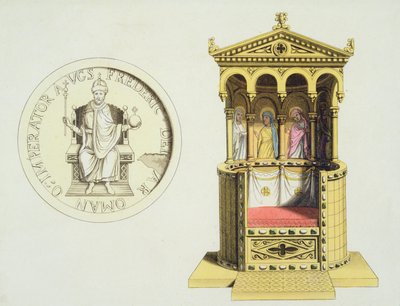 Münze und Thron von Friedrich Barbarossa (ca. 1123-90) aus 