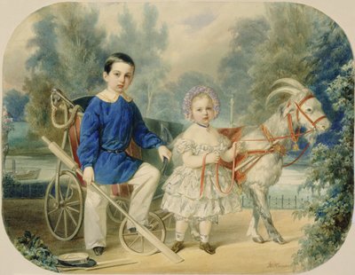 Großherzog Alexander und Großherzog Alexey als Kinder von Vladimir Ivanovich Hau