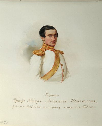 Porträt von Graf Pyotr Andreyevich Shuvalov (Aus dem Album der Kaiserlichen Leibgarde) von Vladimir Ivanovich Hau