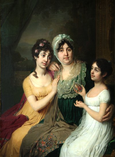 Porträt der Gräfin Anna Bezborodko mit ihren Töchtern Lyubov und Cleopatra, 1803 von Vladimir Lukich Borovikovsky