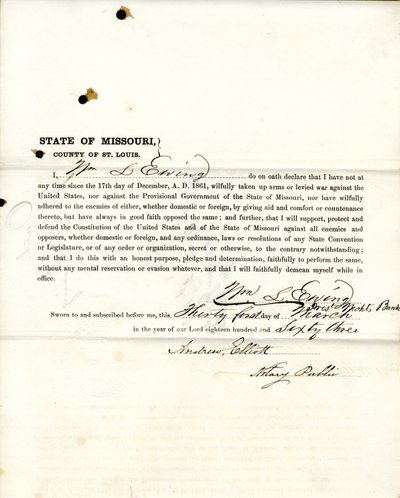 Loyalitätseid von Wm. L. Ewing aus Missouri, County of St. Louis von W.L. Ewing