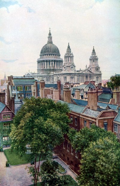 Blick vom Old Bailey auf die St. Pauls Kathedrale, London, um 1930er von W.S. Campbell