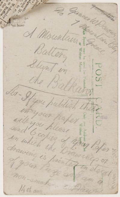 Postkarte an den Herausgeber des Liverpool Weekly Courier, 14. August 1918 von W. Dawson