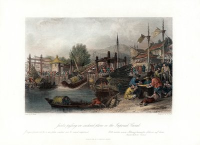 Dschunken passieren eine geneigte Ebene am Kaiserkanal, China von W Floyd