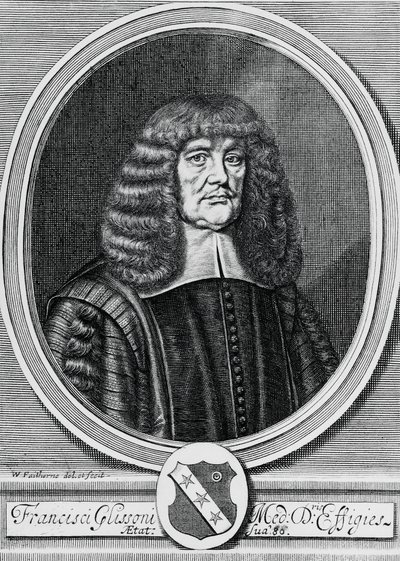 Porträt von Francis Glisson (1597-1677), britischer Physiker, Anatom und Arzt, Gravur von John Ward Dunsmore