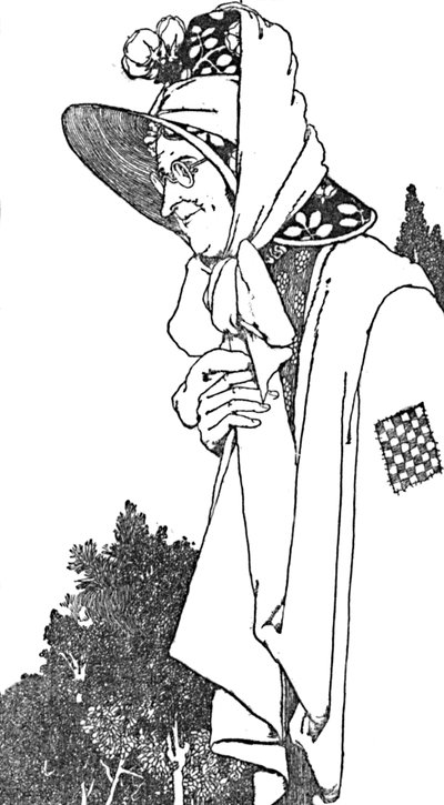 Sie trug einen großen Hut mit den schönsten Blumen darauf, um 1930 von William Heath Robinson